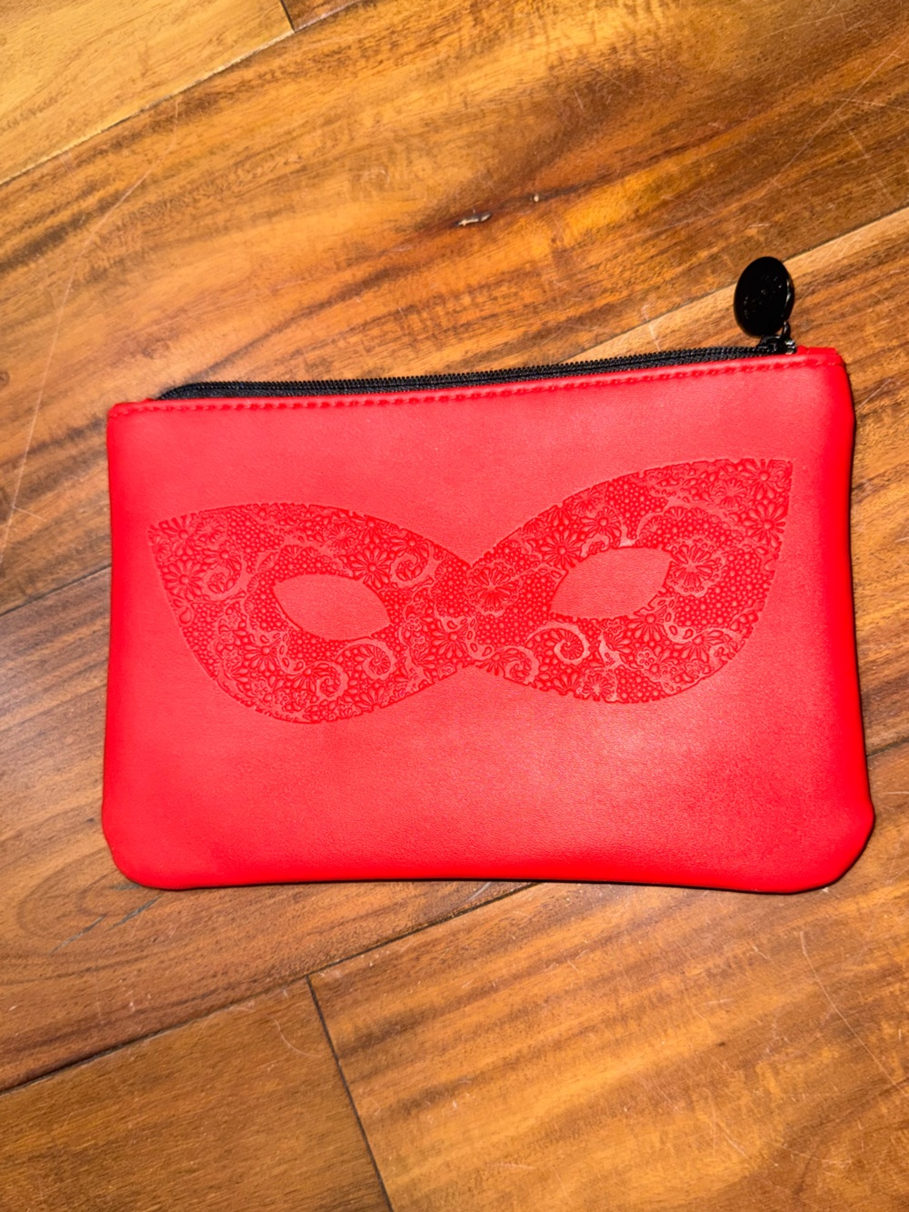 IPSY Red Women’s Zip Pouch with Decorative Mask